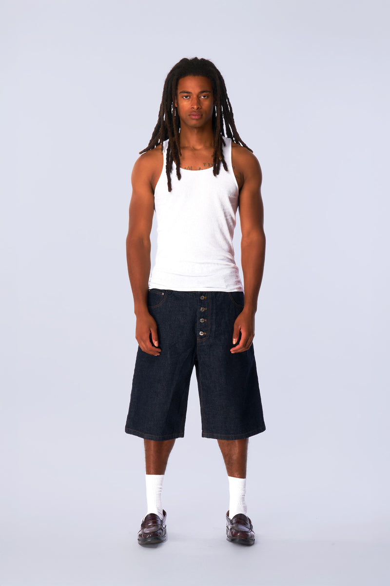V2 - Raw Selvdege Japanese Denim Shorts in Indigo