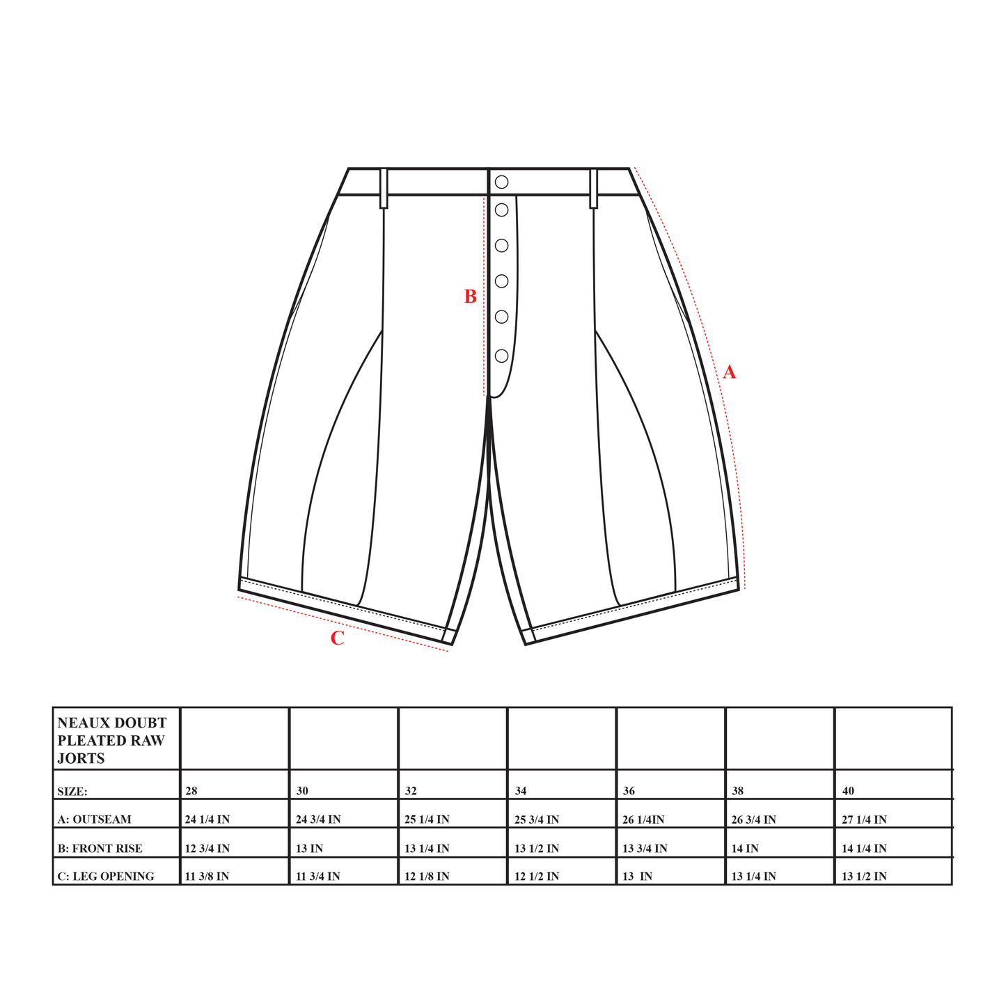 V3 Pleated Raw Selvedge Japanese Denim Shorts Black