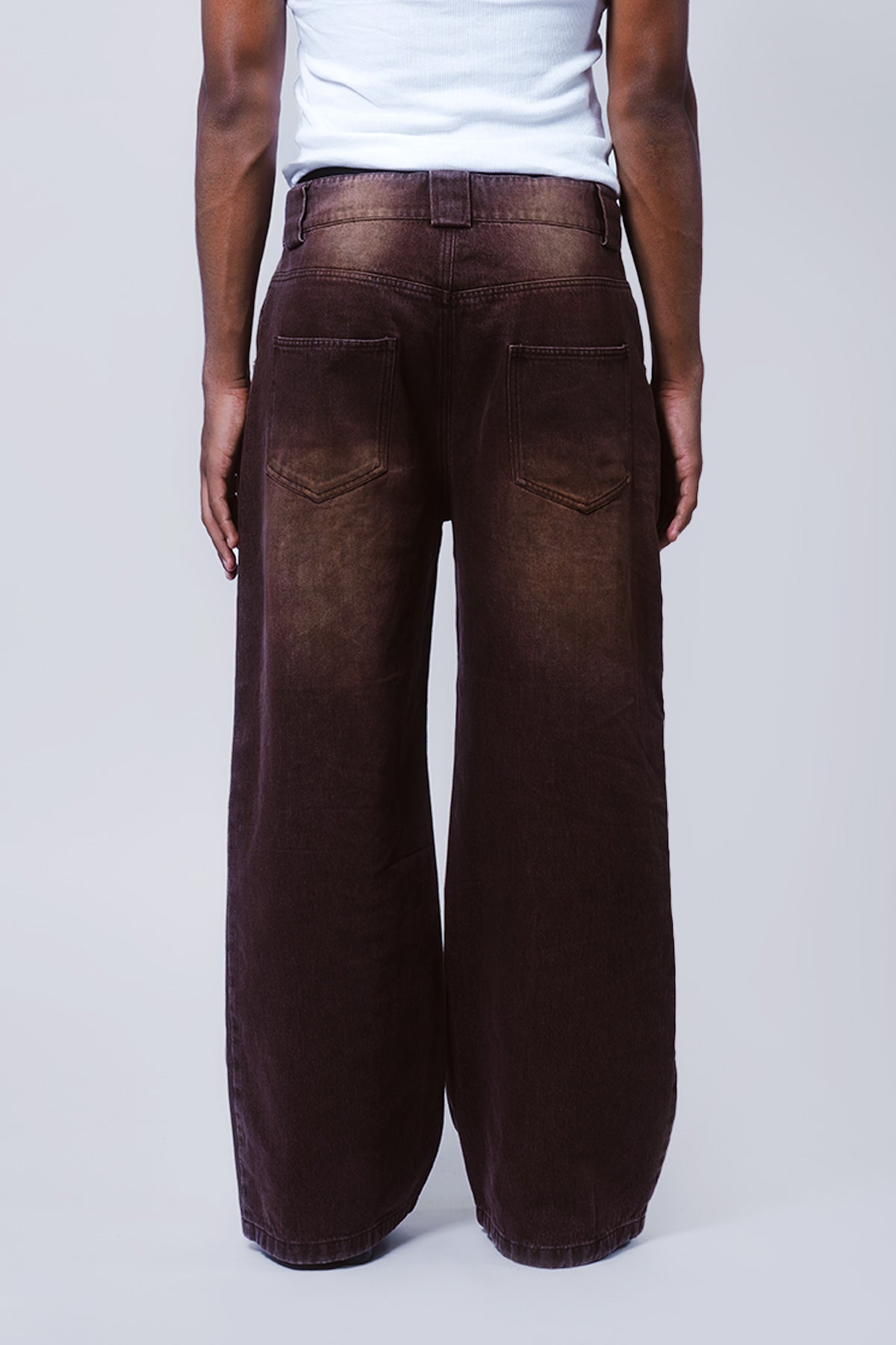 Red Washed Denim Pants