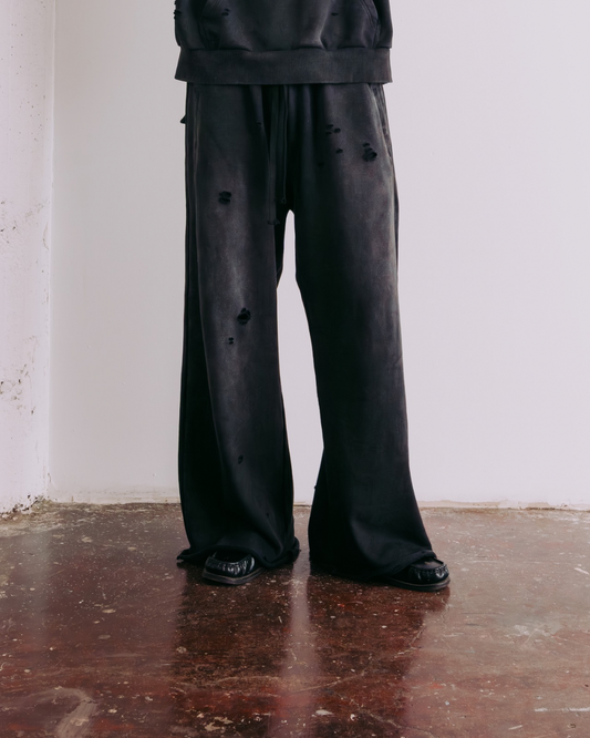 Vintage Black Sun Faded Distressed Sweat Pants
