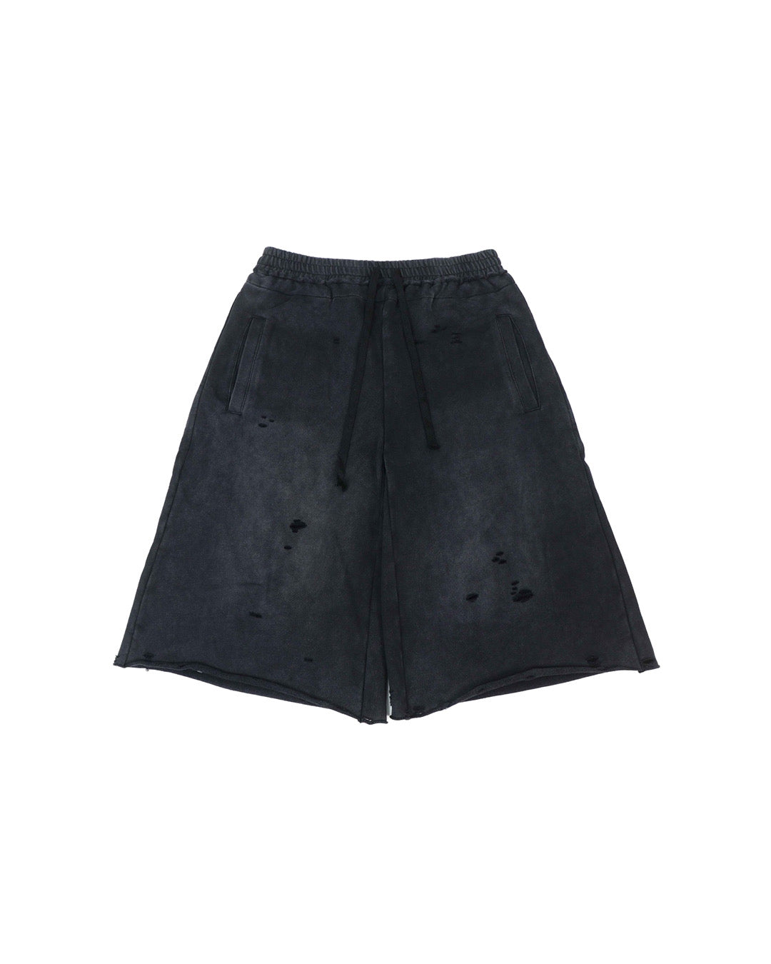 Vintage Black Sun Faded Distressed Sweat Shorts
