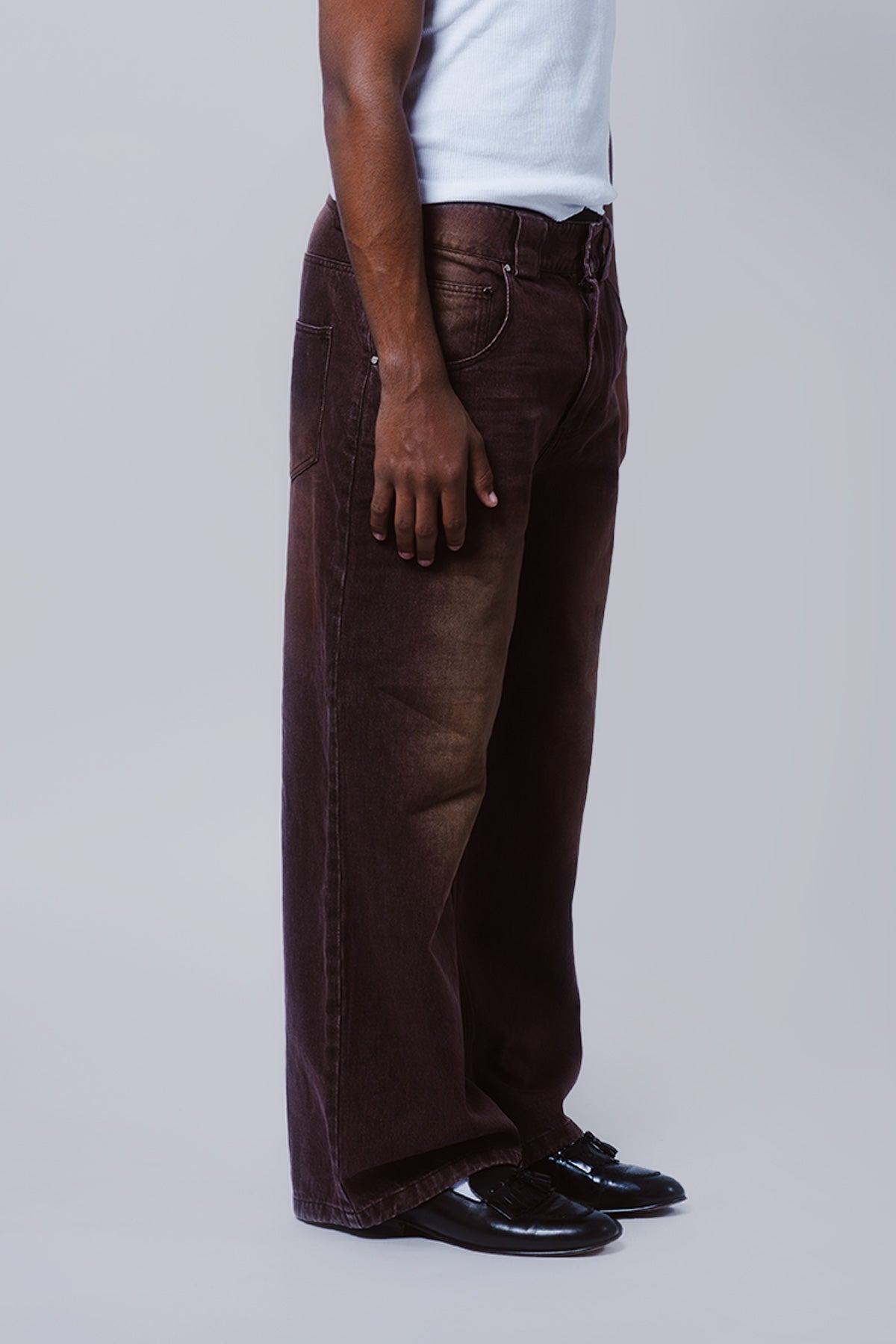 Red Washed Denim Pants