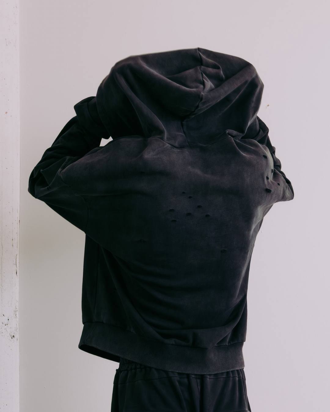 Vintage Black Sun Faded Distressed Hoodie