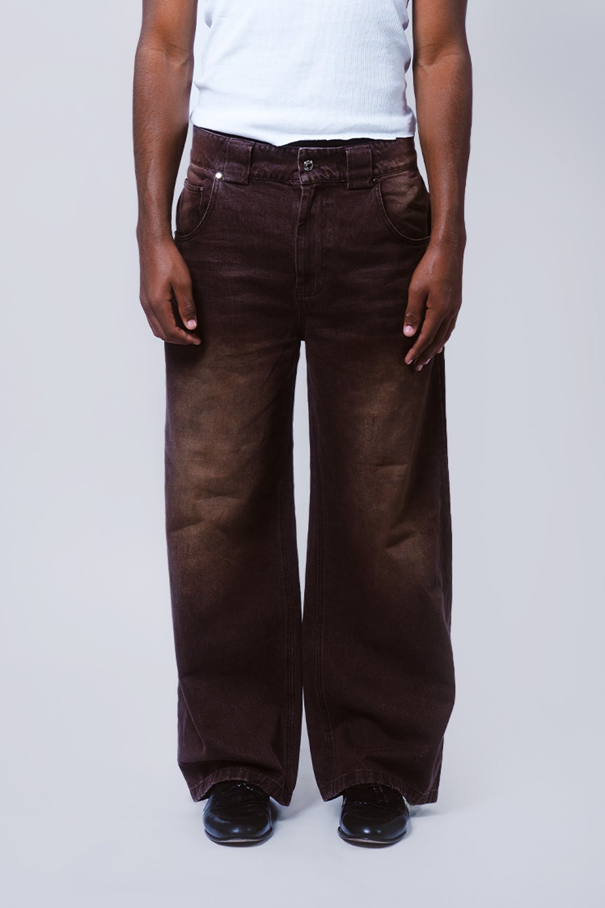 Red Washed Denim Pants