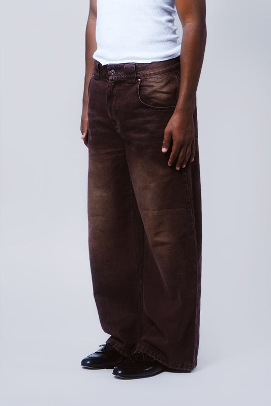 Red Washed Denim Pants