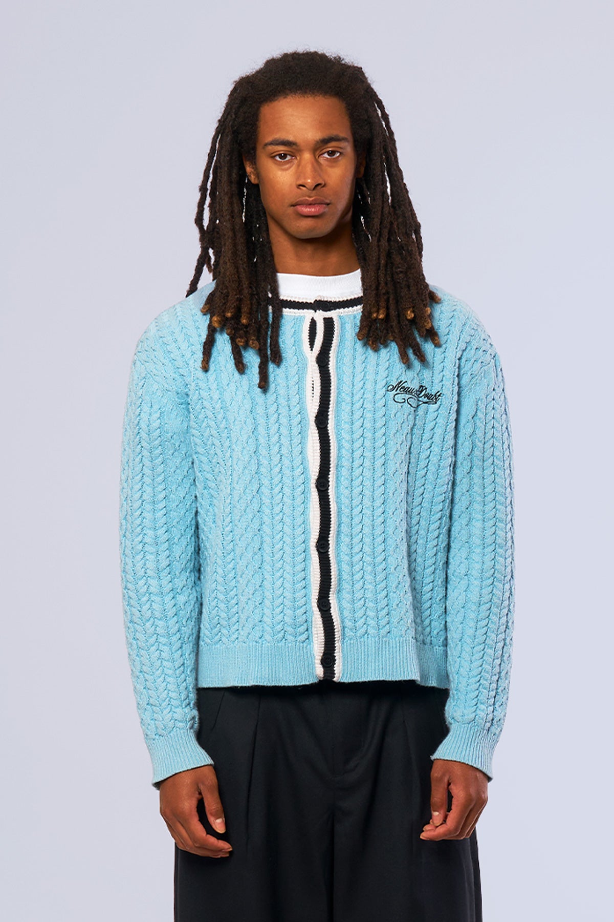 Cable Knit Cardigan Baby Blue