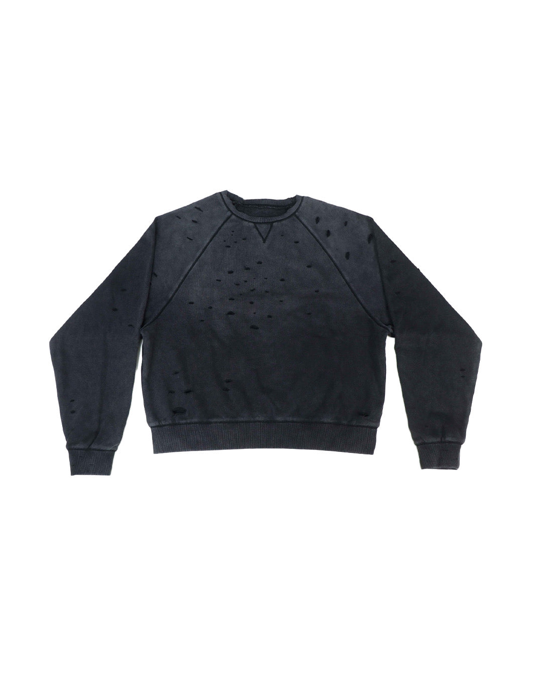 Vintage Black Sun Faded Distressed Raglan Crewneck