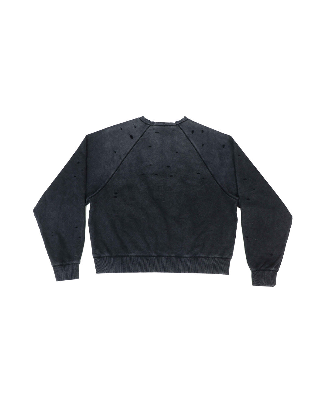 Vintage Black Sun Faded Distressed Raglan Crewneck