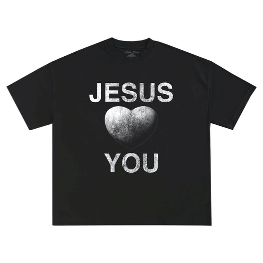 Jesus Loves You "White" Jet Black Tee