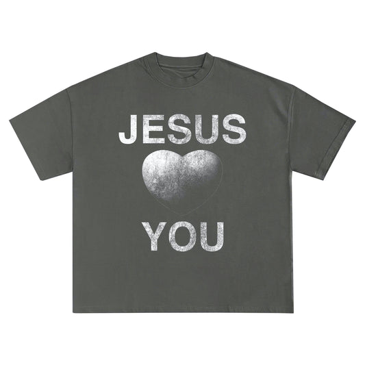 Jesus Loves You Vintage Grey Tee
