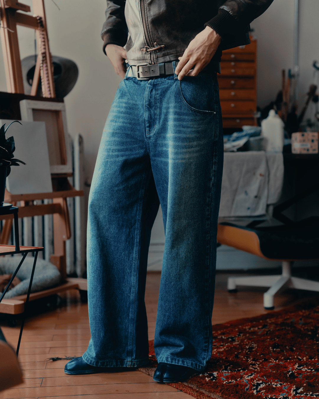 Blue Wash "Indigo Dyed" Denim Pants