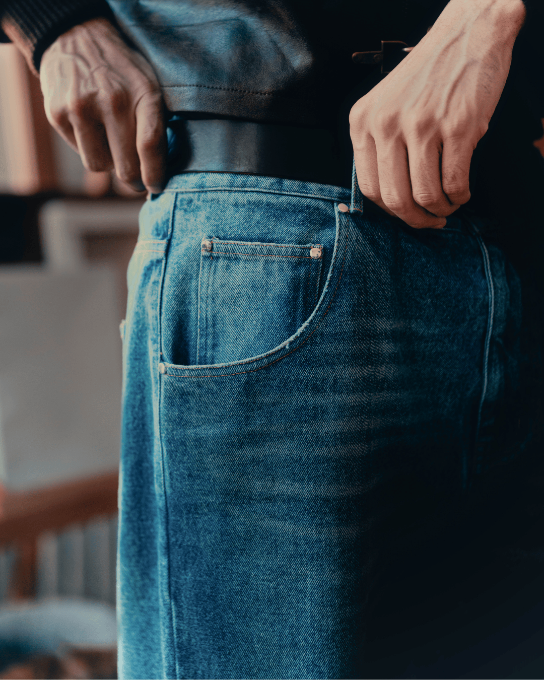 Blue Wash "Indigo Dyed" Denim Pants