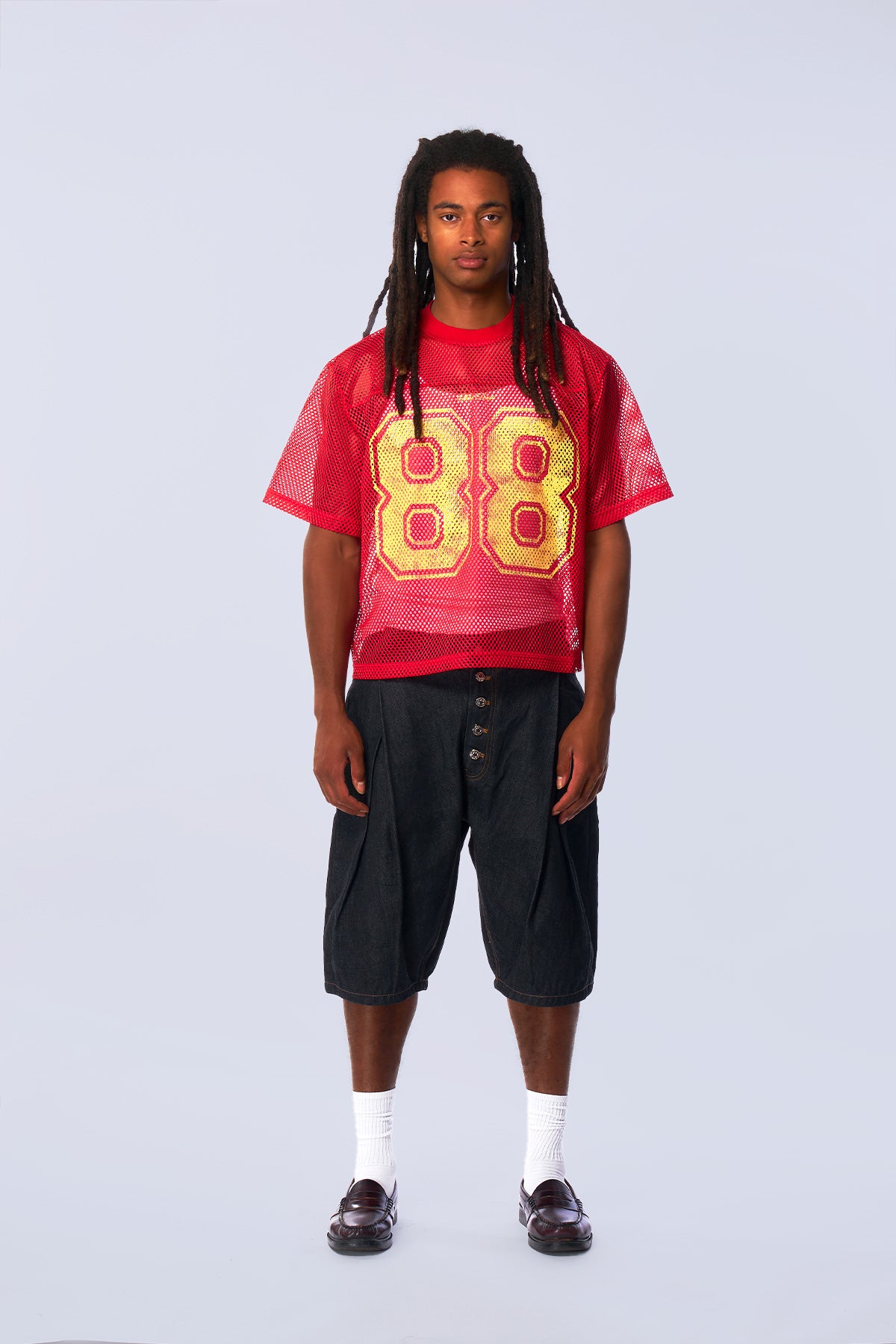 80s〜90s New York レッド メッシュシャツ Neaux Doubt 88 Yellow / Red Mesh Jersey