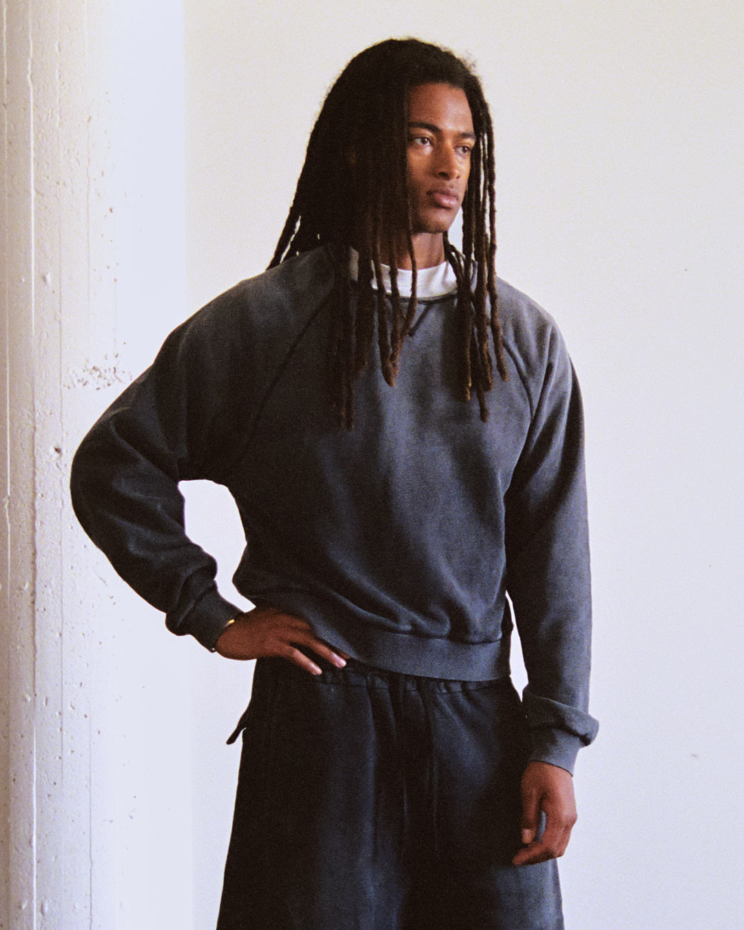 Vintage Black Sun Faded Raglan Crewneck