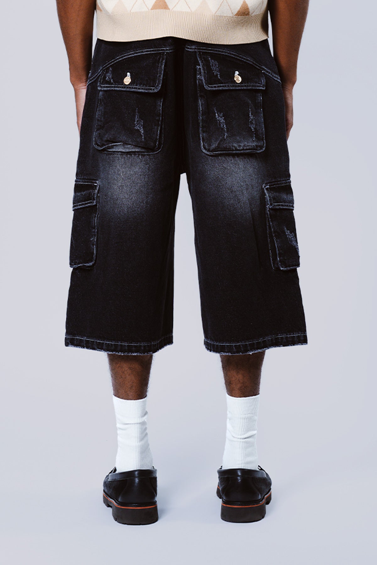 Multi-Pocket Denim Short Black