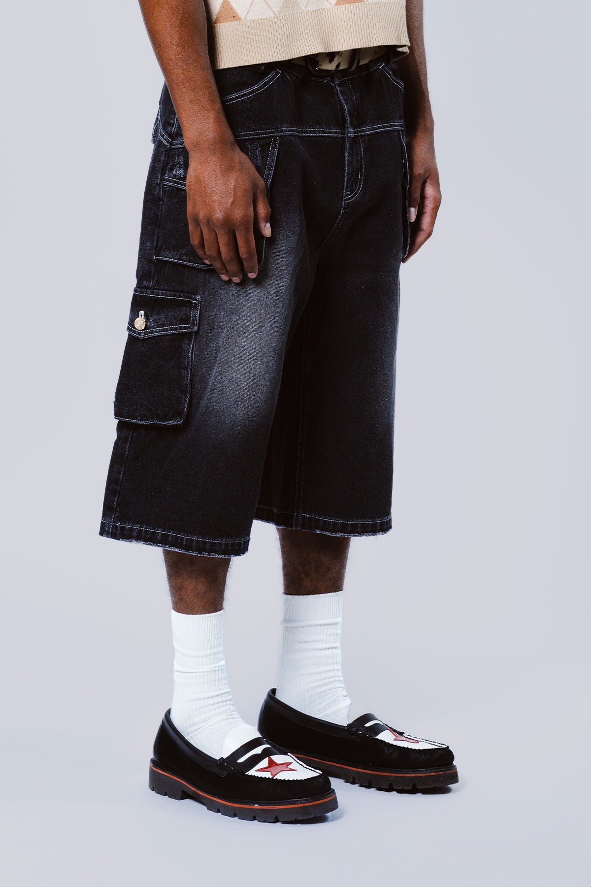 Multi-Pocket Denim Short Black