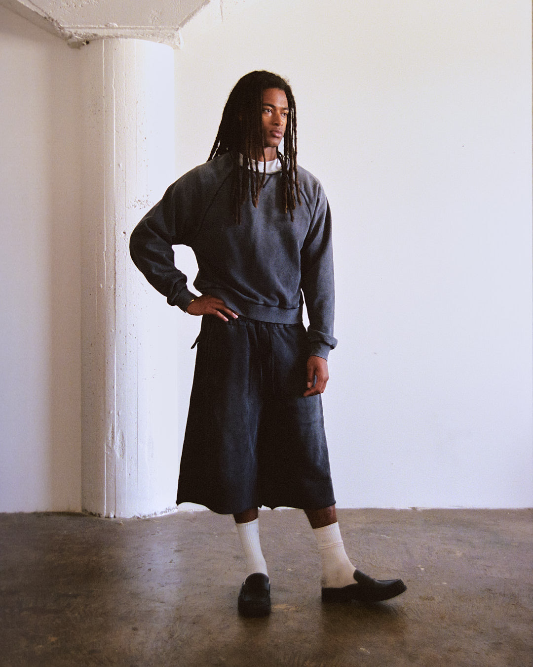 Vintage Black Sun Faded Sweat Shorts