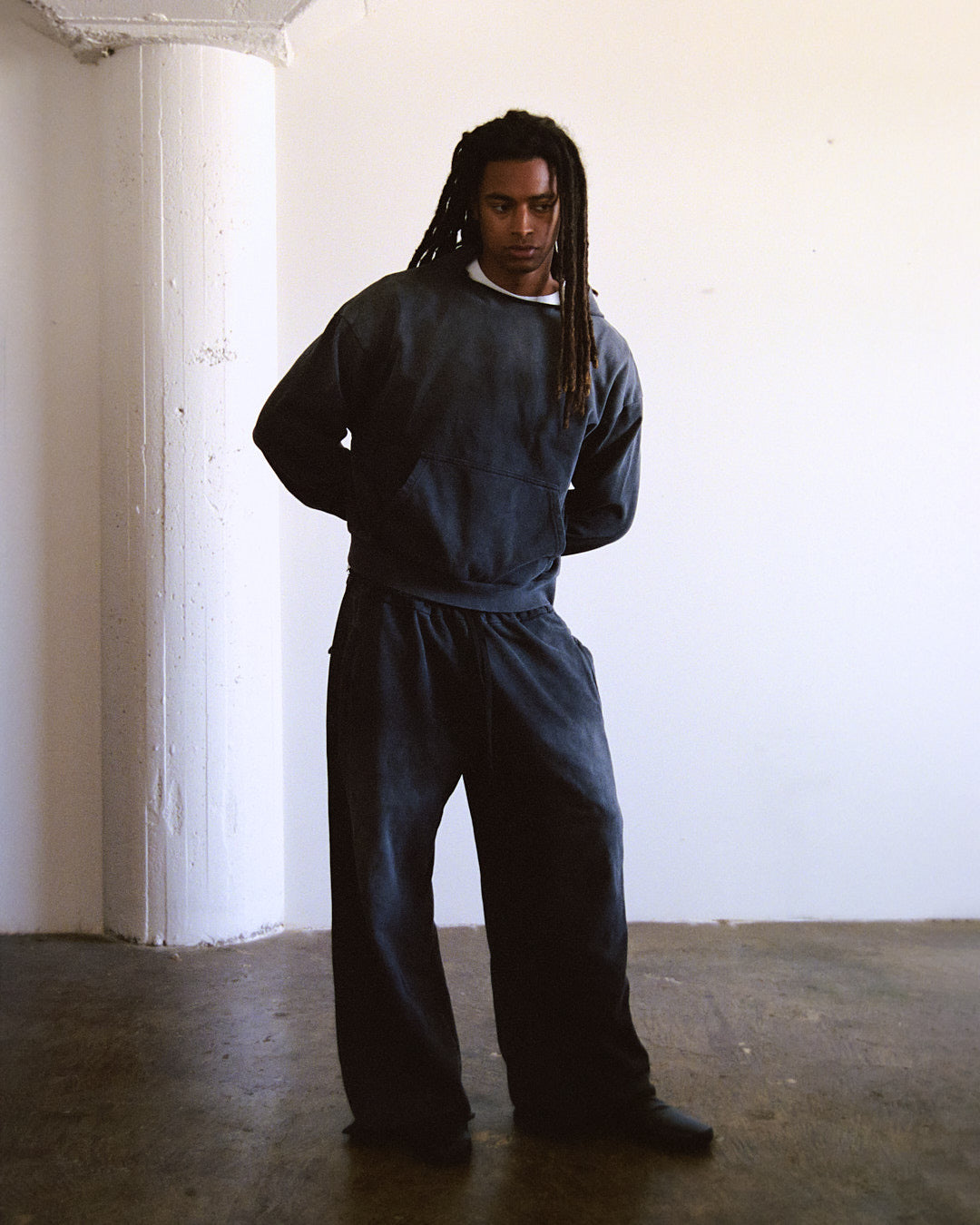 Vintage Black Sun Faded Sweat Pants