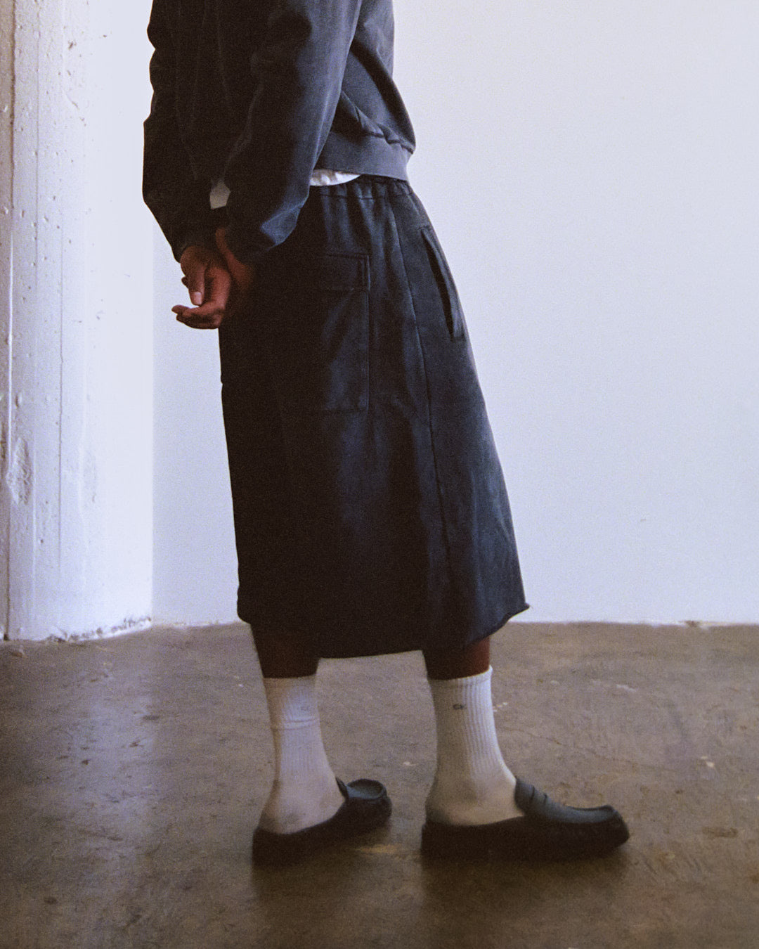 Vintage Black Sun Faded Sweat Shorts