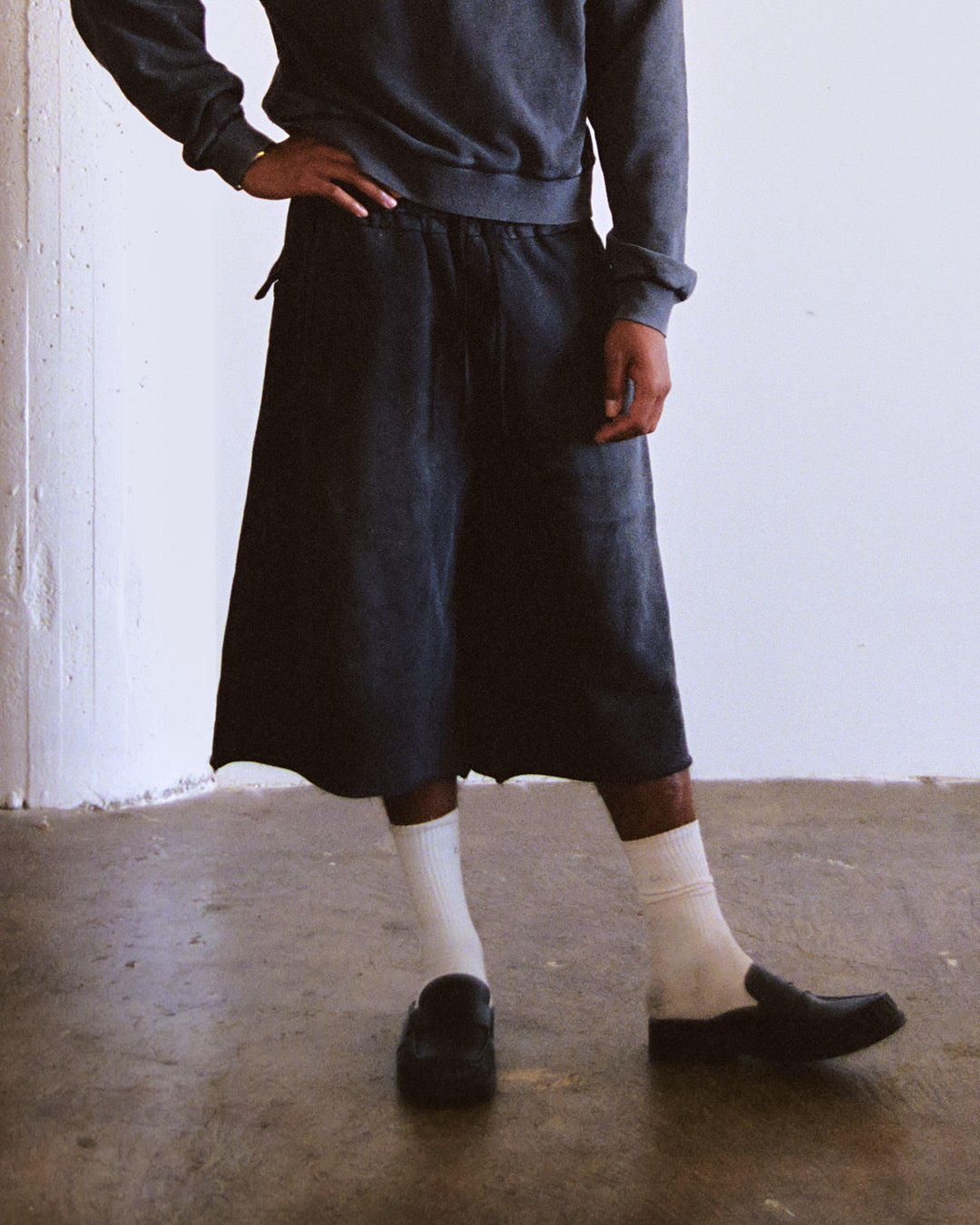 Vintage Black Sun Faded Sweat Shorts