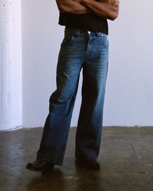 Blue Wash "Indigo Dyed" Denim Pants