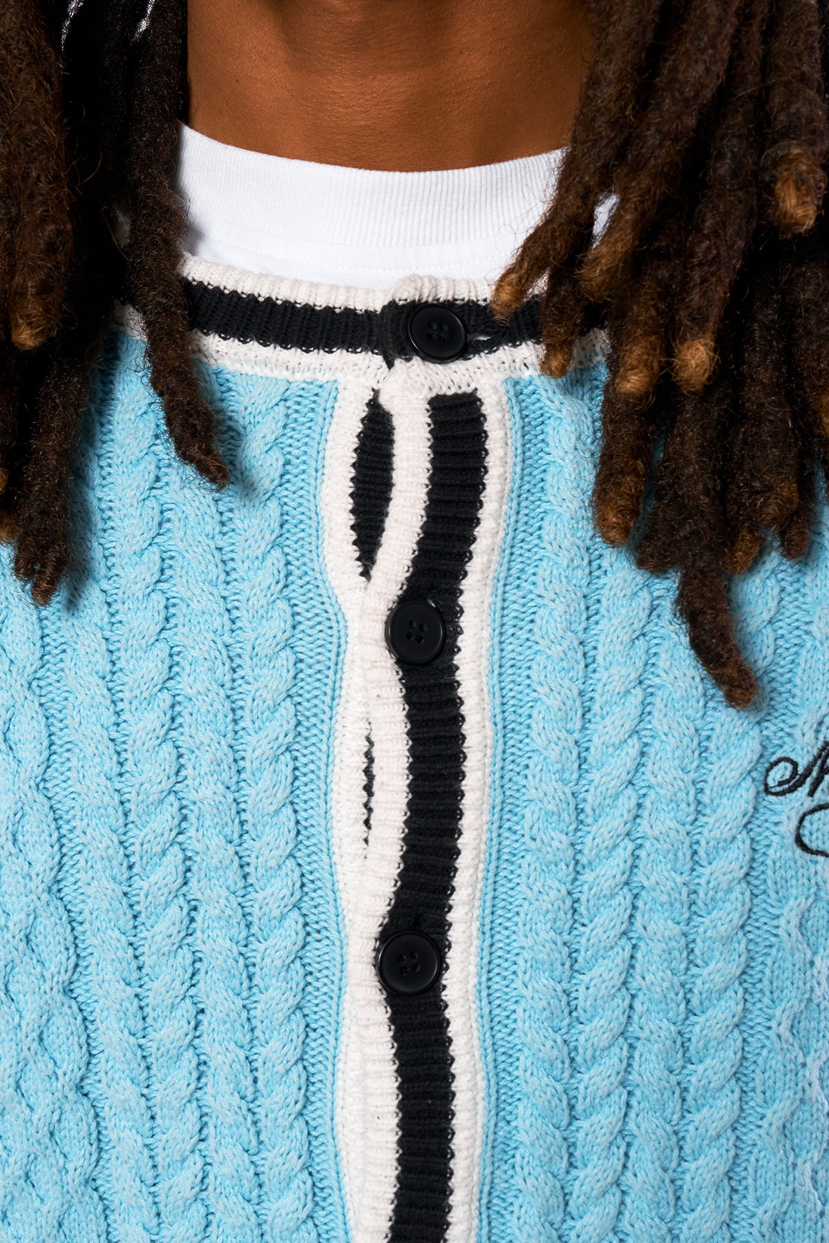 Cable Knit Cardigan Baby Blue