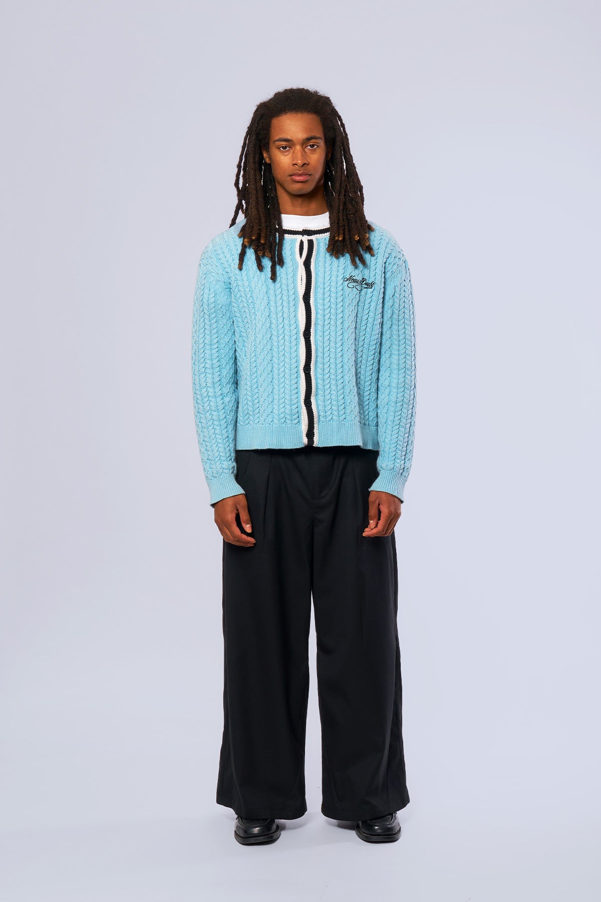Cable Knit Cardigan Baby Blue