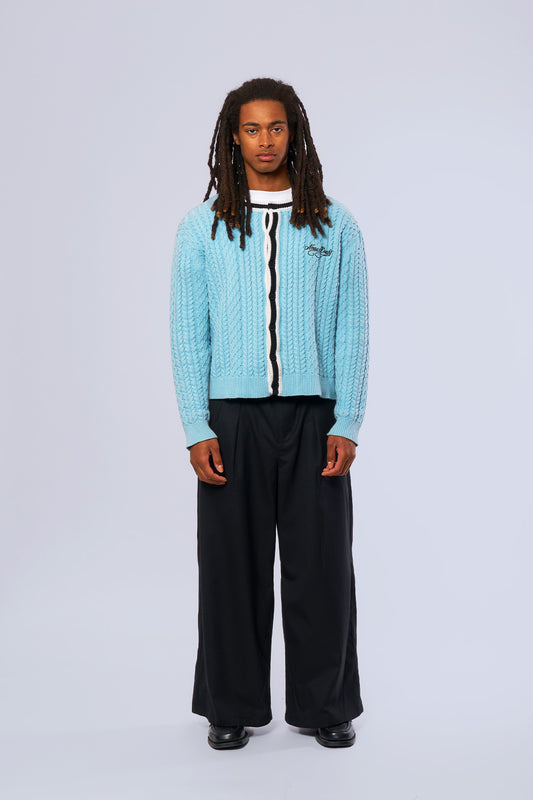 Cable Knit Cardigan Baby Blue