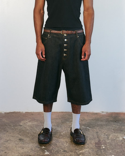 V2 Raw Selvdege Japanese Denim Shorts in Black