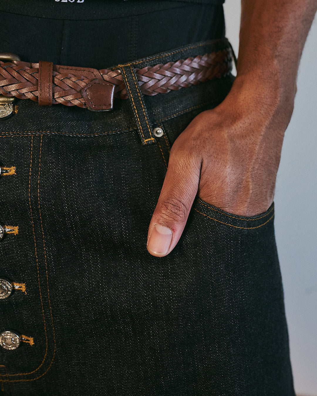 V2 Raw Selvdege Japanese Denim Shorts in Black