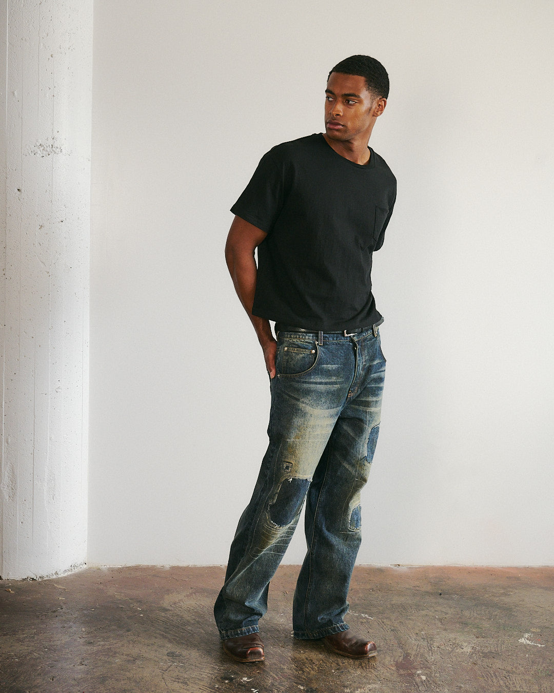 Bamboo "Pocket" Slub Tee Black