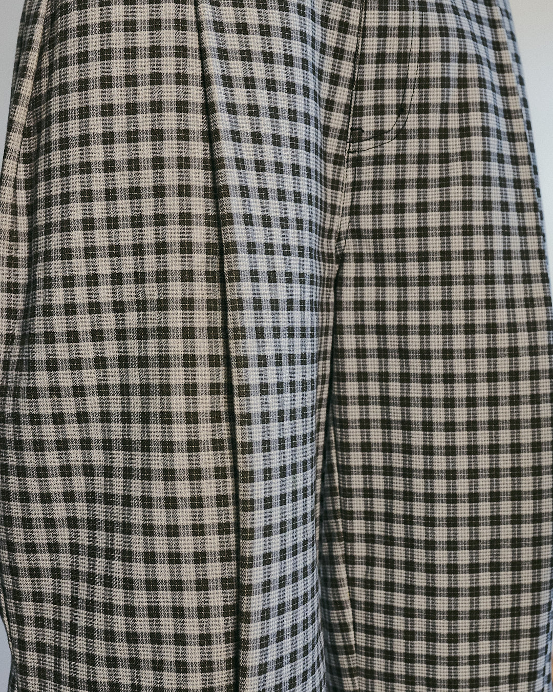 Midnight Canvas Pleated Plaid Denim Shorts