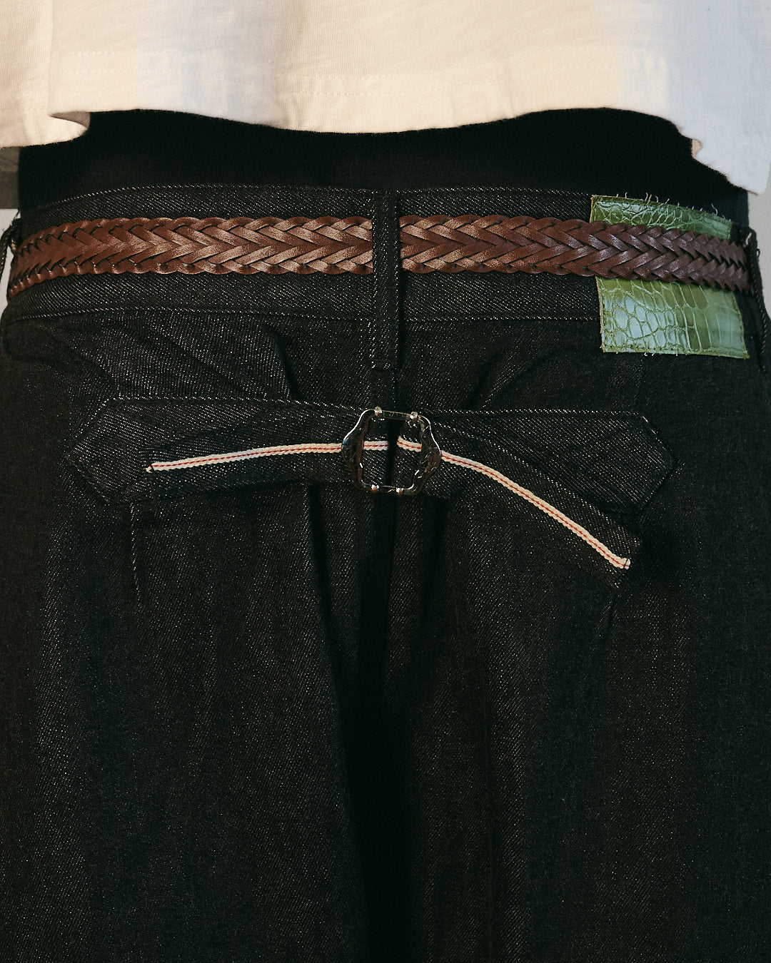 V3 Pleated Raw Selvedge Japanese Denim Shorts Black