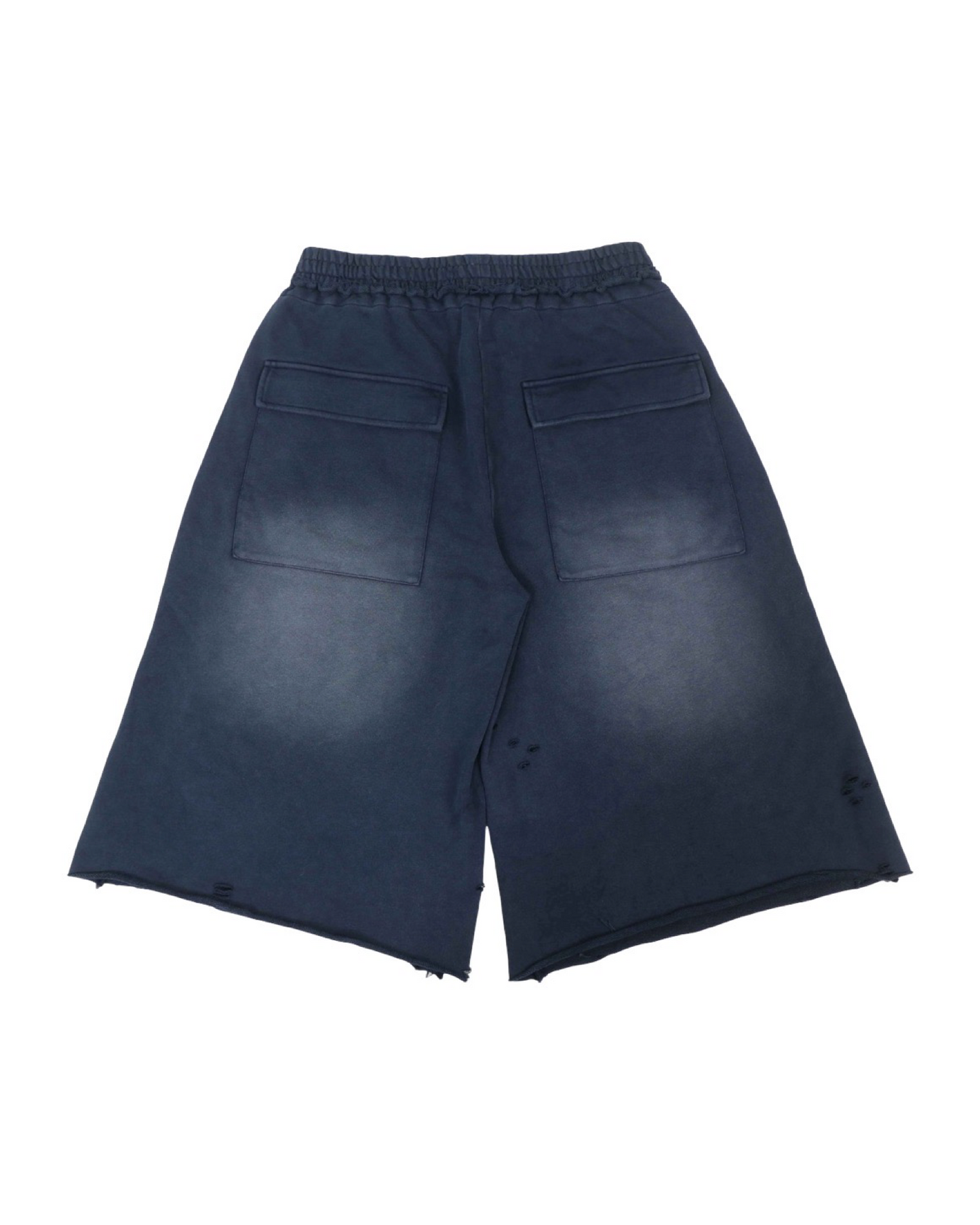 Navy Sun Faded Distressed Sweat Shorts