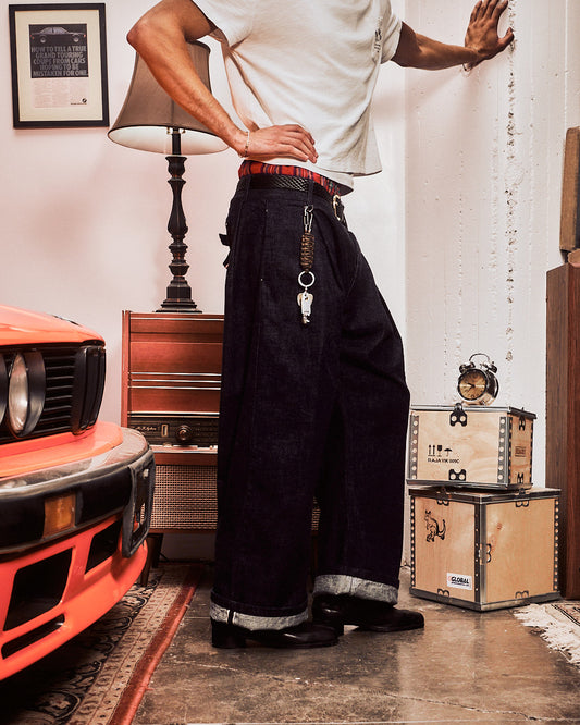 Pleated Raw Selvedge Japanese Denim Pants Indigo V3